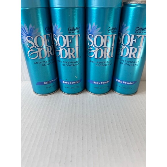 Gillette Soft & Dri Anti-Perspirant Aerosol Deodorant Baby Powder scent Lot of 4 - Picture 1 of 3